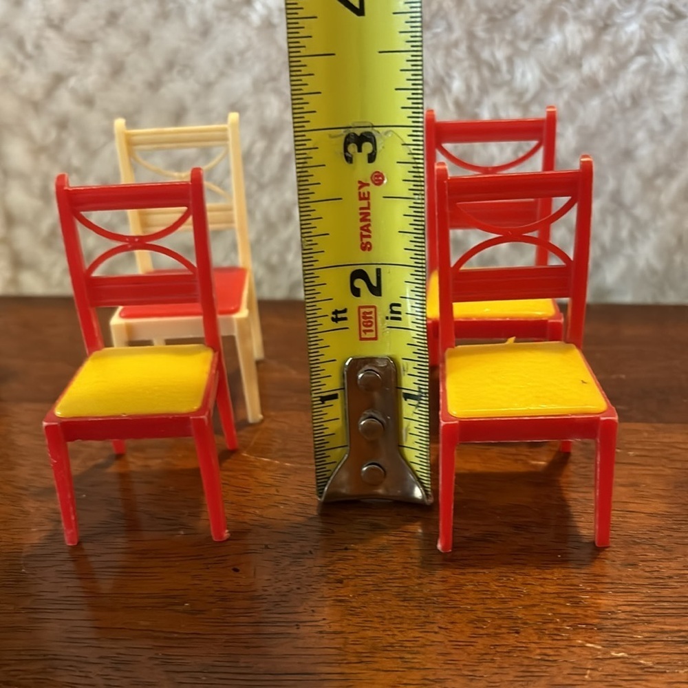 Vintage Dollhouse Furniture 4 Chairs - Picture 2 of 9